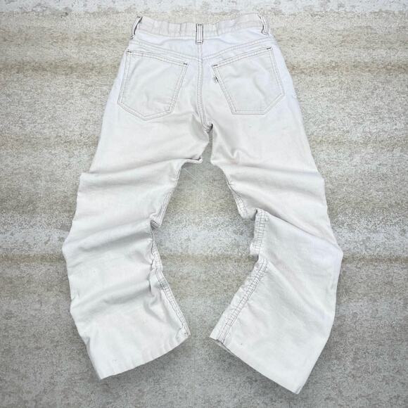 True Vintage 70s Levis Corduroy Pants 26x26 Bootcut Flared Fit Cream White - Picture 1 of 4